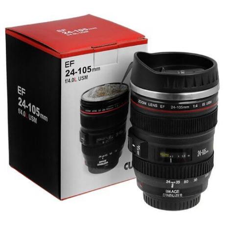 Чаша във формата на фото обектив тип Canon